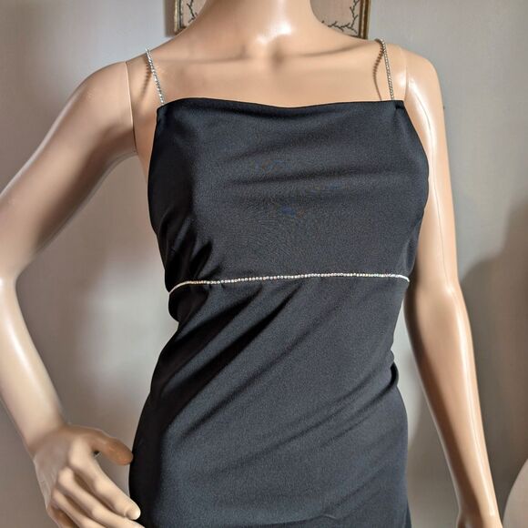 Vintage 90s Express Mini Dress Formal Cocktail Empire Waist Rhinestone Size 11 - Picture 7 of 13